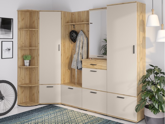 Ъглово портманто CORSICA (дъб крафт златен/кашмир)